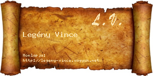 Legény Vince névjegykártya